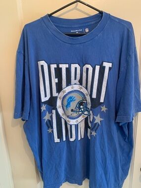 Detroit Lions Blue Graphic Tee by Abercrombie & Fitch Vintage 100% Cotton SZ 2XL